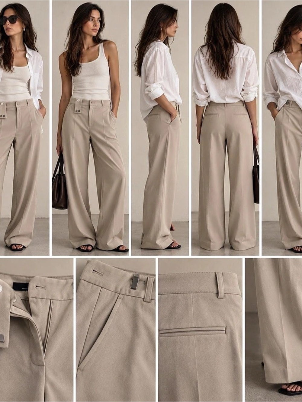 COS Pocket-Detail Relaxed-Fit Wide-Leg Pants Beige